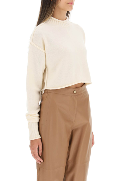 Shop Sportmax 'maiorca' Cropped Wool Cashmere Sweater In White