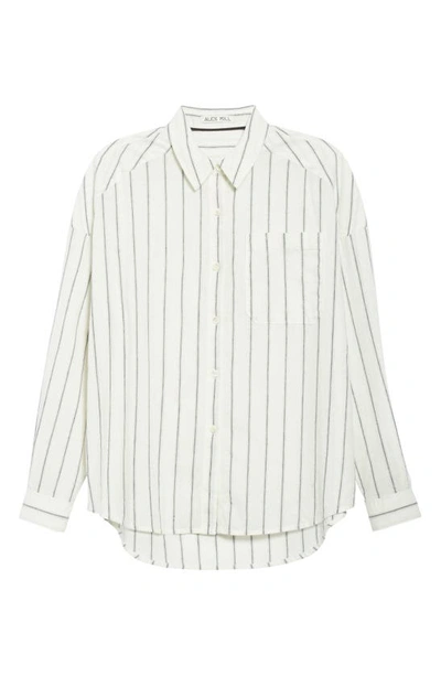 Shop Alex Mill Stripe Oversize Cotton & Linen Blouse In Off White