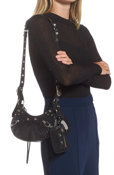 Shop Balenciaga Extra Small Le Cagole Lambskin Shoulder Bag In Black