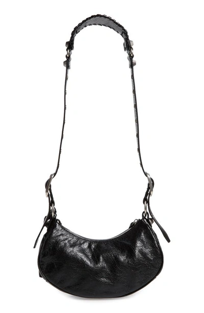 Shop Balenciaga Extra Small Le Cagole Lambskin Shoulder Bag In Black