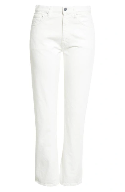 Shop Totême Twisted Seam High Waist Straight Leg Crop Jeans In Off-white