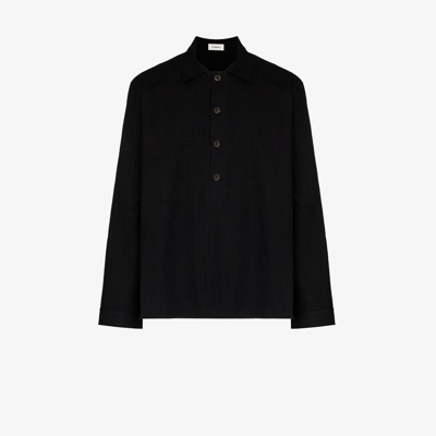 Shop Commas Artist Collared Shirt - Men's - Linen/flax/ramie In Black