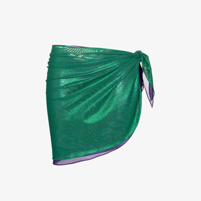 Shop Oseree Green Layered Lamé Pareo - Women's - Elastane/polyamide In Purple