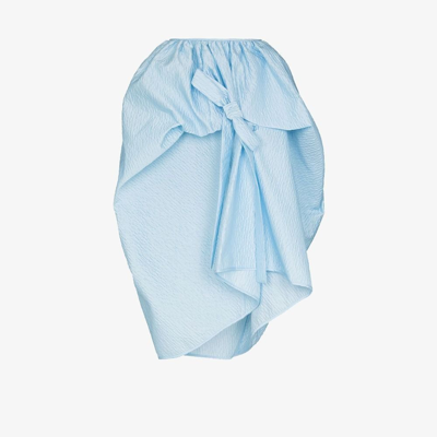 Shop Cecilie Bahnsen Fumie Asymmetric Midi Skirt In Blue