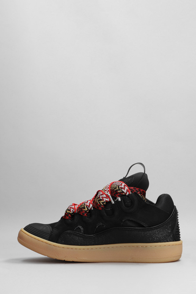 Shop Lanvin Curb Sneakers In Black Suede And Leather