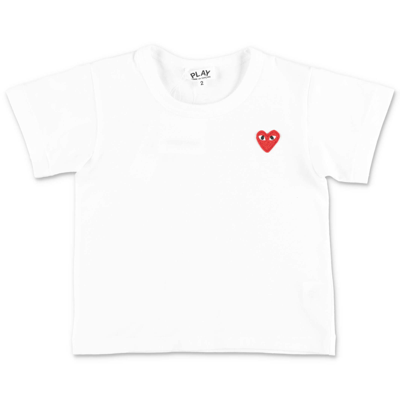 Shop Comme Des Garçons Play T-shirt Bianca In Jersey Di Cotone In Bianco