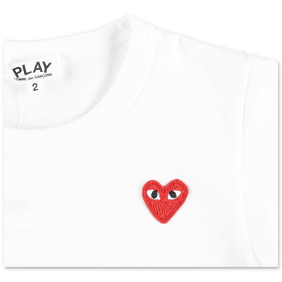 Shop Comme Des Garçons Play T-shirt Bianca In Jersey Di Cotone In Bianco