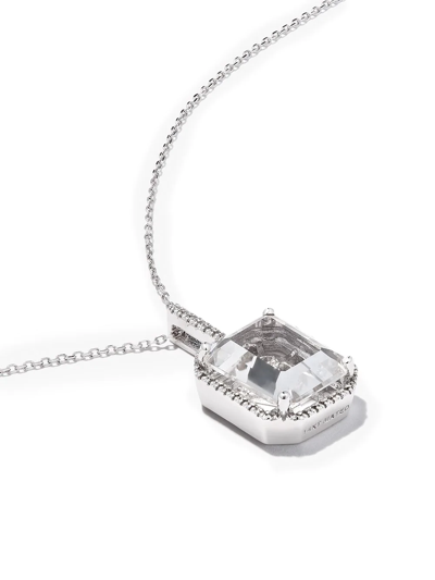 Shop Mateo 14kt White Gold Y Initial Diamond Pave Quartz Pendant Necklace In 银色