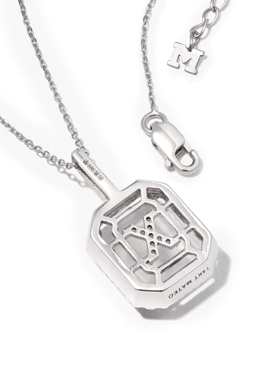 Shop Mateo 14kt White Gold Initial X Pave Diamond Quartz Pendant Necklace In 银色