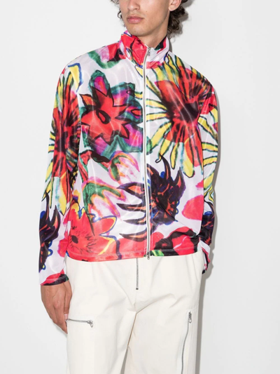 Shop Our Legacy Melting Flowers-print Bomber Jacket In White