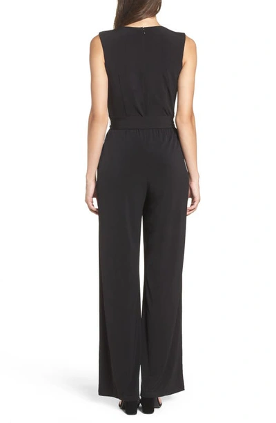 Vince Camuto Crepe Tie Front Wide Leg Jumpsuit In Black