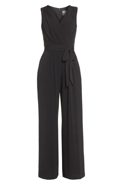 Vince Camuto Crepe Tie Front Wide Leg Jumpsuit In Black