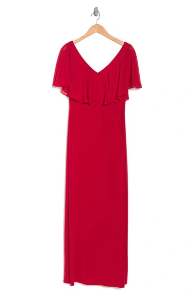 Shop Connected Apparel Flutter Sleeve V-neck Dress In Apple Red