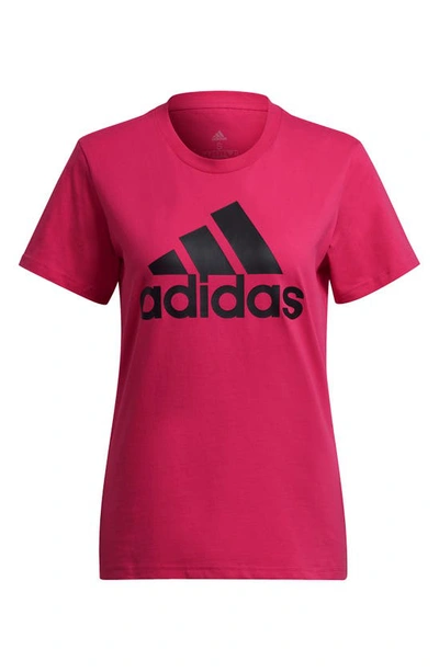 Shop Adidas Originals Logo Print Cotton T-shirt In Team Real Magenta/ Black