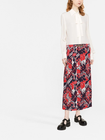 Valentino Silk Logo-print Dress In 白色