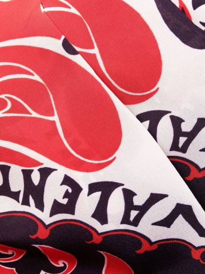 Valentino Silk Logo-print Dress In 白色