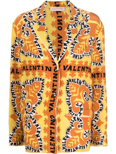 Shop Valentino Abstract Logo-print Shirt In 橘色