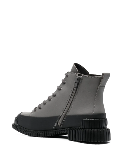 Camper Logo Lace-up Ankle Boots In Grey