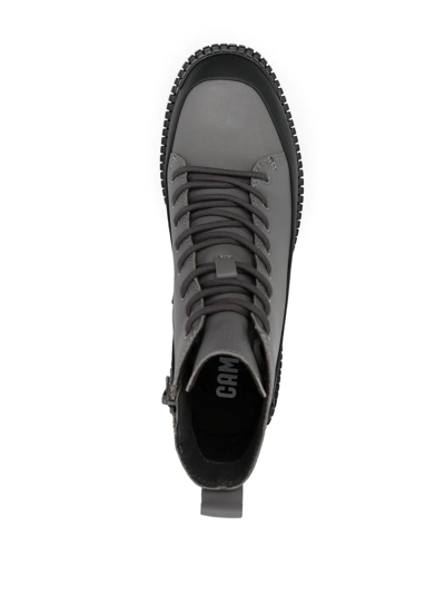 Camper Logo Lace-up Ankle Boots In Grey