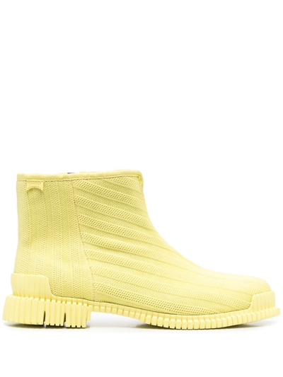 Shop Camper Ribbed-knit Ankle Boots In Yellow