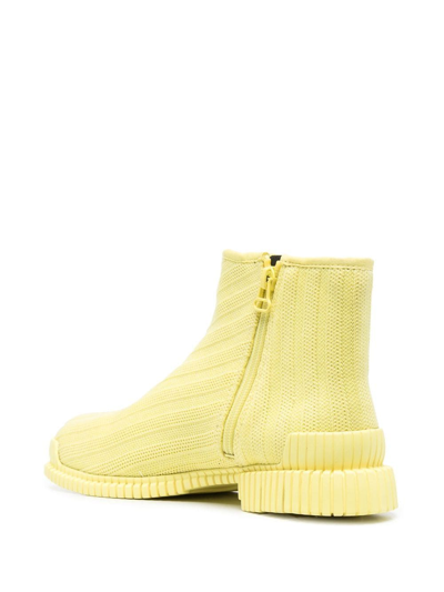 Shop Camper Ribbed-knit Ankle Boots In Yellow