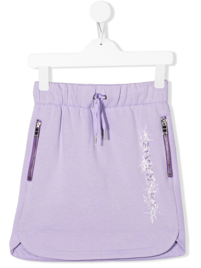 Shop Givenchy Logo-print Curved-hem Skirt In Purple