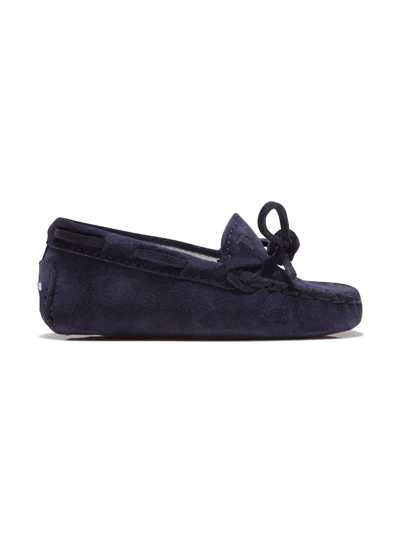 Shop Tod's Suede Bow-front Loafers In 蓝色