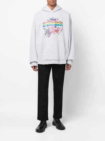 Shop Balenciaga Graphic Wide-fit Hoodie In 灰色