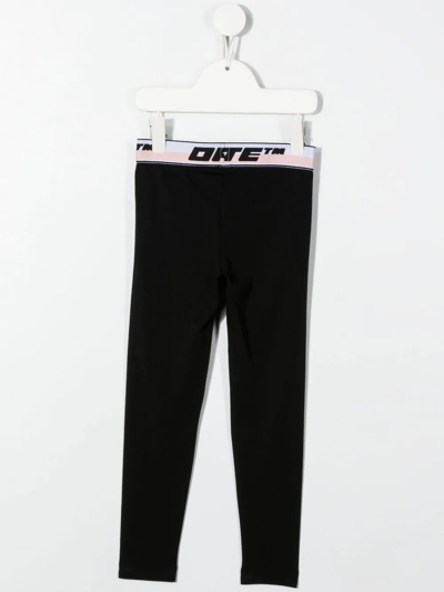 Shop Off-white Logo Waistband Mid-rise Leggings In Black