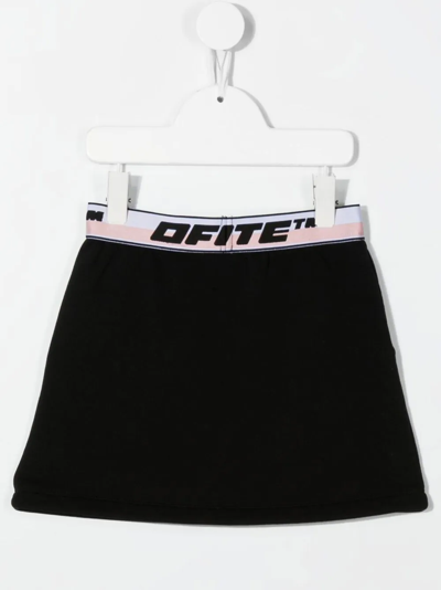 Off-white Logo Embroidered Slim Fit Mini Skirt In Black