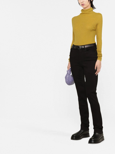 Shop Fabiana Filippi Roll-neck Fitted Jumper In Yellow