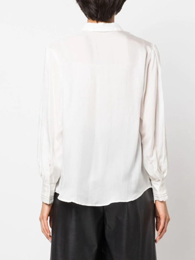 Shop Fabiana Filippi Beaded-trim Silk Shirt In White