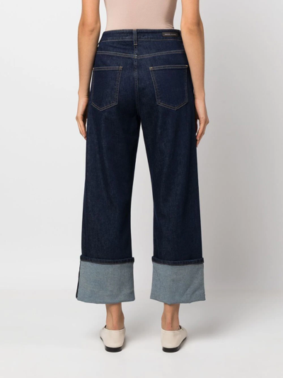 Shop Fabiana Filippi Wide-leg Cropped Jeans In Blue