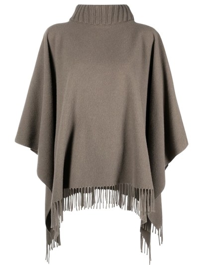 Shop Fabiana Filippi Roll-neck Knitted Poncho In Grey