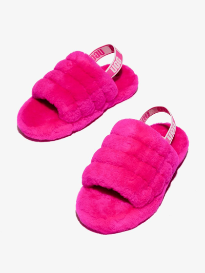 Shop Ugg Fluff Yeah Shearling Slides In Pink