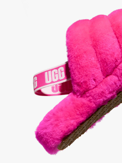 Shop Ugg Fluff Yeah Shearling Slides In Pink