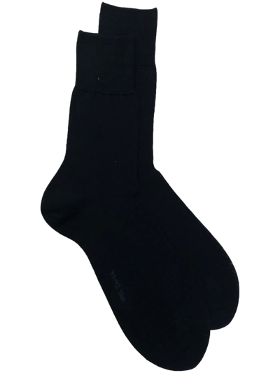 Shop Falke Intarsia-knit Logo Cotton Socks In 蓝色