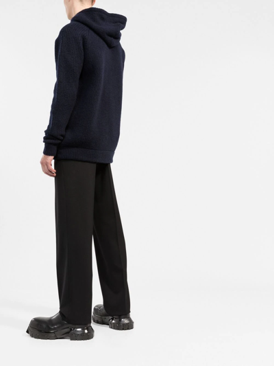 Balmain Logo-patches Zipped Hoodie In Blue
