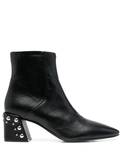 STUDDED LEATHER ANKLE BOOTS