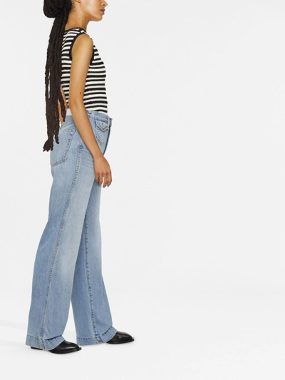 Re/done 70s Ultra High Rise Wide Leg In Sunfaded Flow In 蓝色
