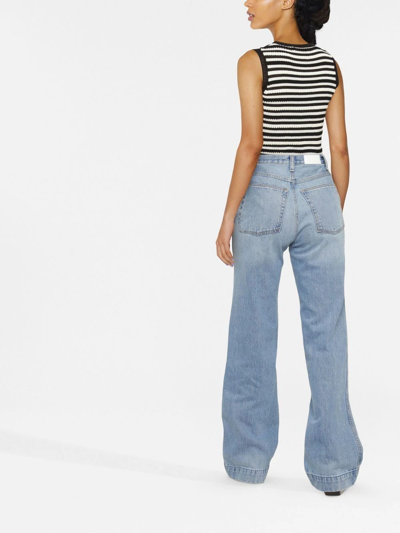 Re/done 70s Ultra High Rise Wide Leg In Sunfaded Flow In 蓝色