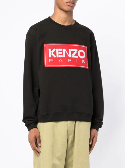 Shop Kenzo Logo-patch Crew-neck Sweatshirt In Black