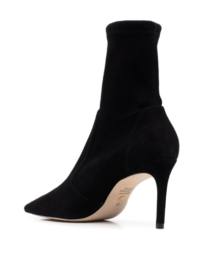 Stuart Weitzman Black Ankle Boots With Stiletto Heel And Zip Closure On The Side In Suede Woman In 黑色