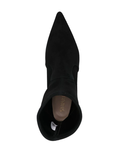 Stuart Weitzman Black Ankle Boots With Stiletto Heel And Zip Closure On The Side In Suede Woman In 黑色