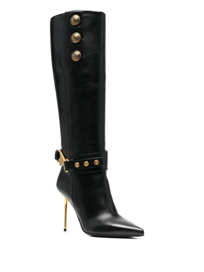 Shop Balmain Robin Knee-high Boots In 黑色