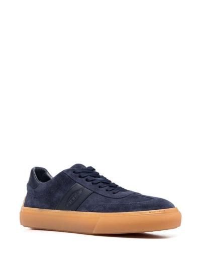 Shop Tod's Suede Low-top Sneakers In 蓝色