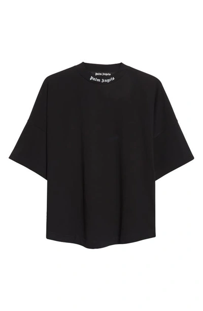 Palm Angels Mens Black White Classic Logo-print Cotton-jersey T-shirt M In Black White