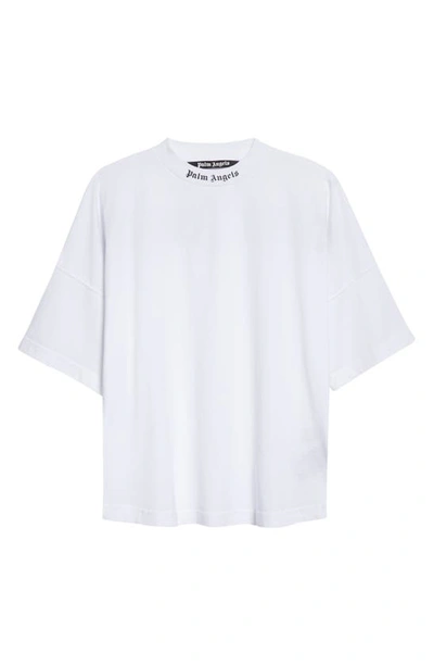 Shop Palm Angels Classic Logo Oversize Cotton Tee In White Black