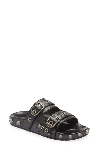 Balenciaga Cagole Studded Leather Sandals In Black | ModeSens