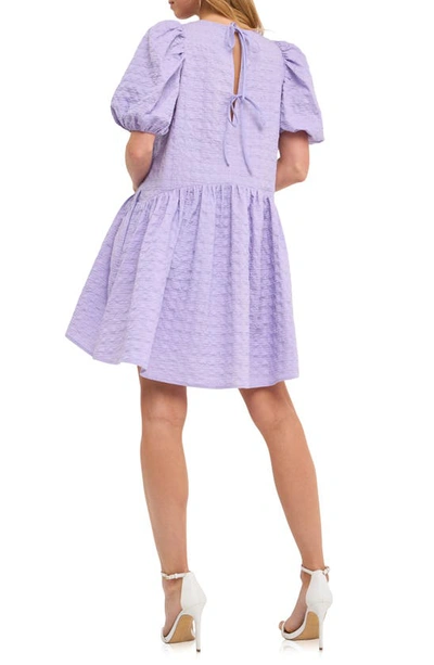 ENGLISH FACTORY JACQUARD PUFF SLEEVE DRESS 